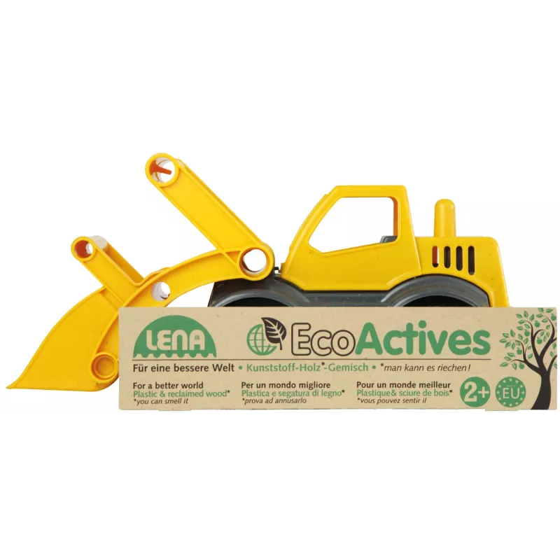 Lena EcoActives Earth Mover, tractor, 2 jaar, kunststof, hout, zwart, grijs, geel