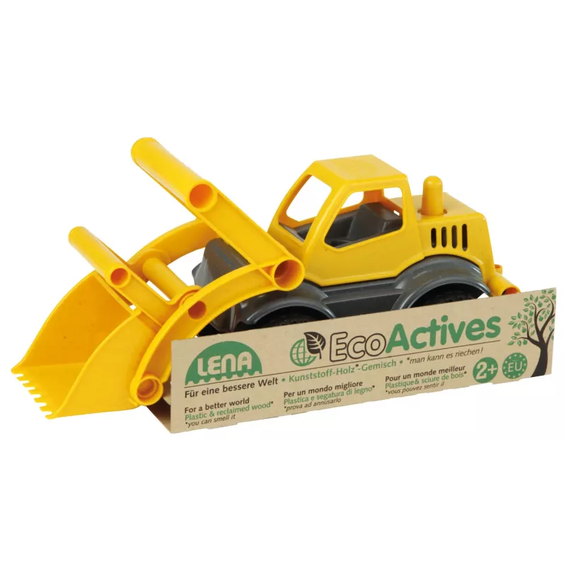 Lena EcoActives Earth Mover, tractor, 2 jaar, kunststof, hout, zwart, grijs, geel