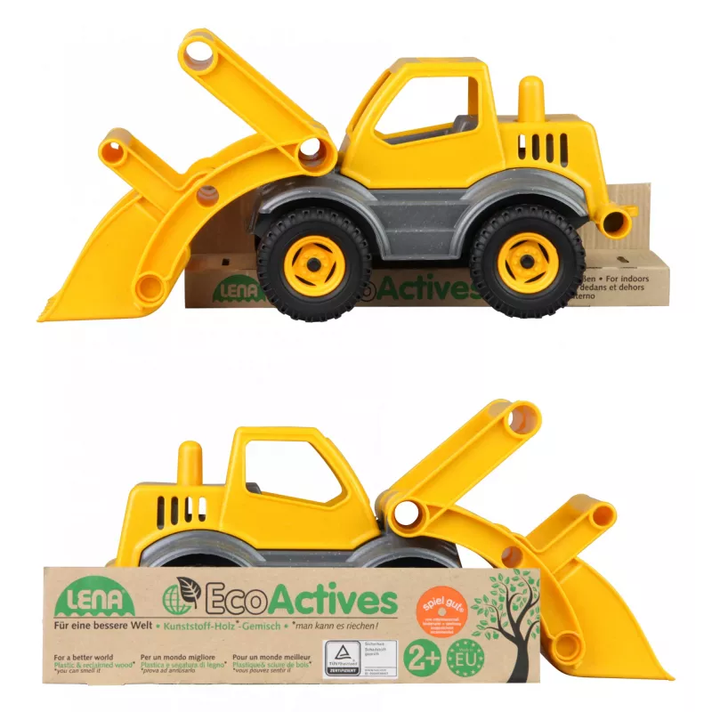 Lena EcoActives Earth Mover, tractor, 2 jaar, kunststof, hout, zwart, grijs, geel