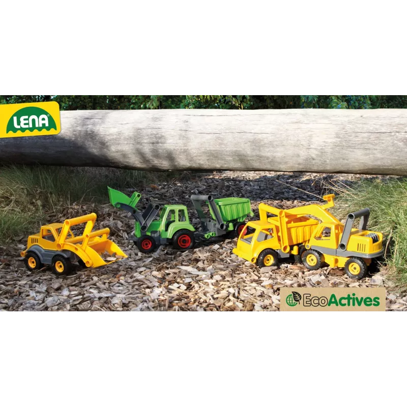Lena EcoActives Earth Mover, tractor, 2 jaar, kunststof, hout, zwart, grijs, geel