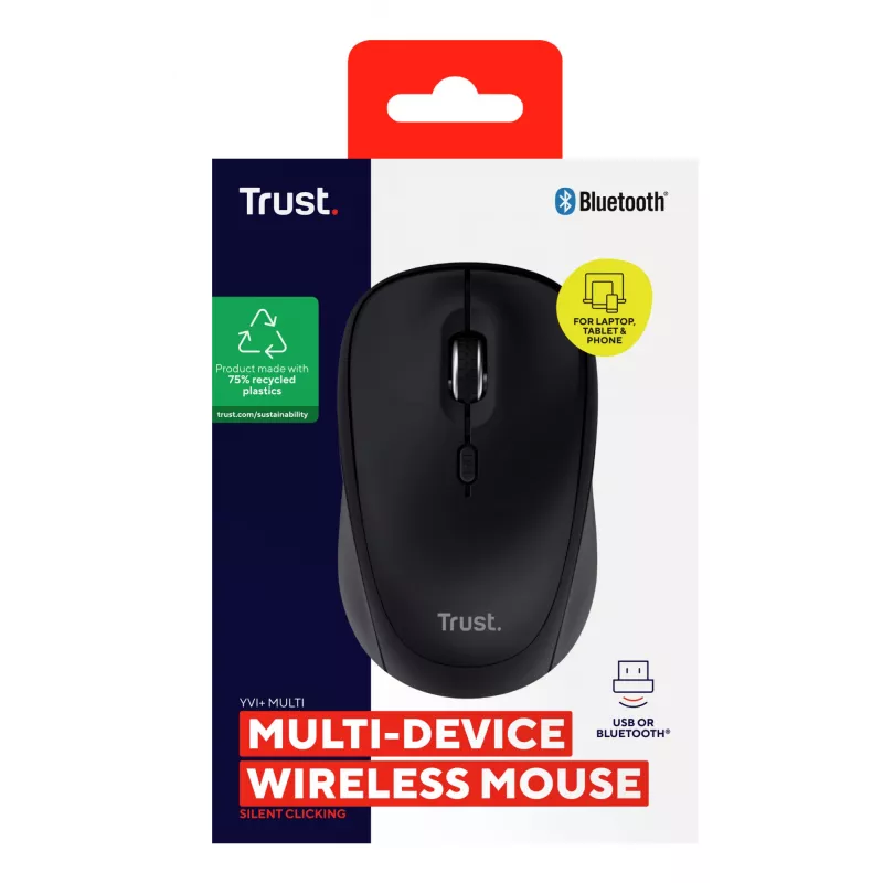 Trust Yvi+ muis universeel dubbelhandig RF draadloos + Bluetooth optisch 1600 DPI