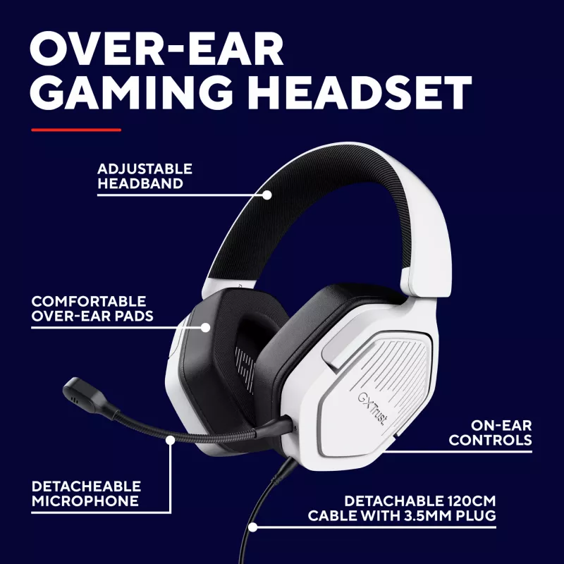 Trust GXT492W Carus headset bedraad hoofdband gaming wit