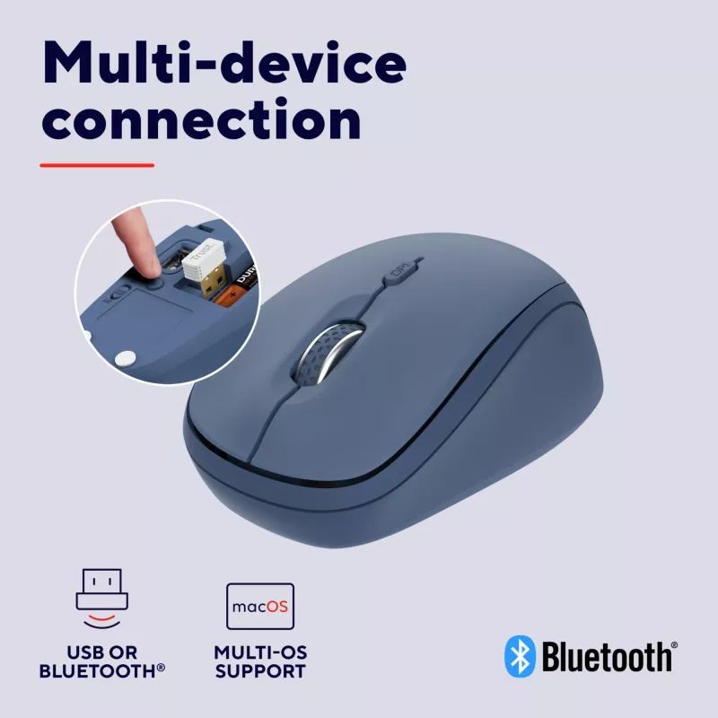 Trust Yvi+ muis universeel dubbelhandig RF draadloos + Bluetooth optisch 1600 DPI