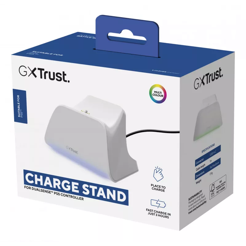 Oplaadstation TRUST GXT255W voor PS5 dubbel opladen, wit
