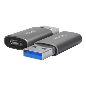 Trust Calyx USB Type-C USB Type-A grijs aansluiting 1 USB Type-C aansluiting 2 USB Type-A