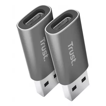Trust Calyx USB Type-C USB Type-A grijs aansluiting 1 USB Type-C aansluiting 2 USB Type-A