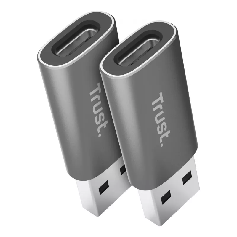 Trust Calyx USB Type-C USB Type-A grijs aansluiting 1 USB Type-C aansluiting 2 USB Type-A
