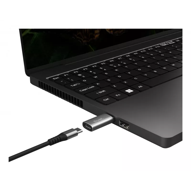 Trust Calyx USB Type-C USB Type-A grijs aansluiting 1 USB Type-C aansluiting 2 USB Type-A