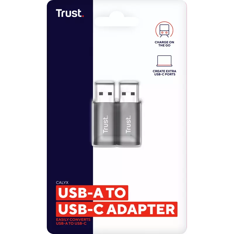 Trust Calyx USB Type-C USB Type-A grijs aansluiting 1 USB Type-C aansluiting 2 USB Type-A