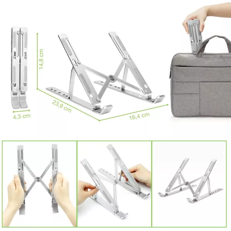Techly ICA-TBL 134TY laptop-/tabletstandaard, opvouwbaar, verstelbare kantelhoek