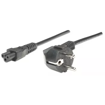 Manhattan netkabel, Euro-2-polig (CEE 7/4 Schuko)-stekker naar C5-bus (klaverblad/driehoek), 1,8 m, 16 A, kabel, levenslange garantie