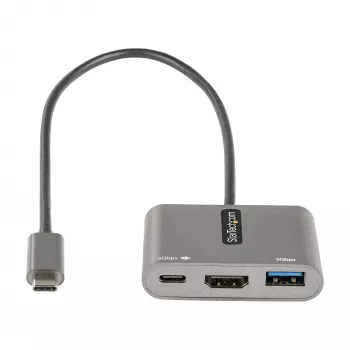 StarTech.com USB-C multiport-adapter, USB-C naar HDMI 4K-video, 100W PD pass-through, USB 3.0 hub 5 Gbit/s (1x Type-C/1x A), USB-C mini-dock, USB-C reisdock, draagbare laptop-dockingstation