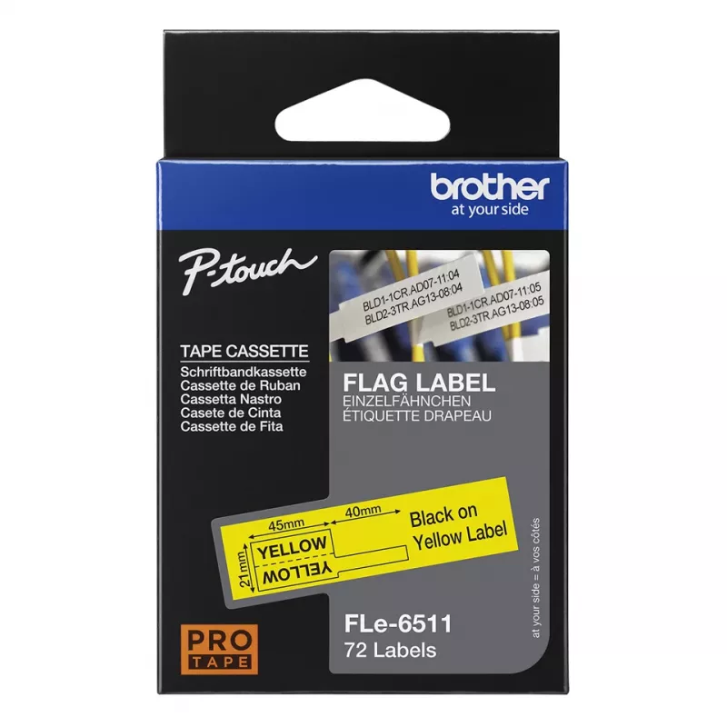 Brother FLE-6511 labeltape zwart op geel