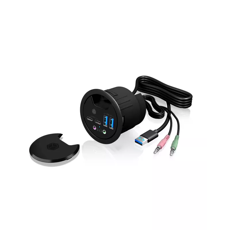 ICY BOX IB-HUB1403B stopcontact antraciet
