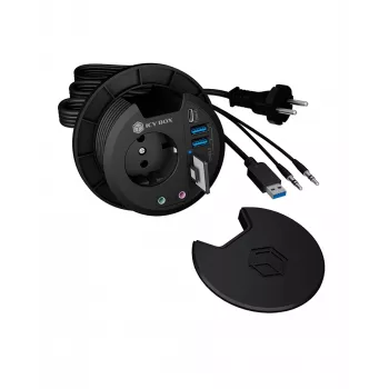 ICY BOX IB-HUB1430-CR stopcontact zwart