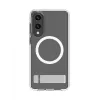 dbramante1928 Iceland Ultra D3O Qi2 Kick IMEDCL006789 achterkant met standaard voor Samsung Galaxy S25 Edge, transparant