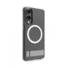 dbramante1928 Iceland Ultra D3O Qi2 Kick IMEDCL006789 achterkant met standaard voor Samsung Galaxy S25 Edge, transparant