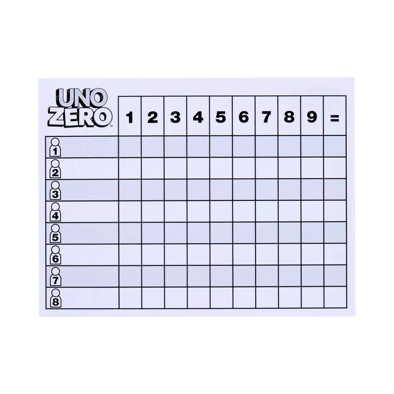 Kaartspel MATTEL UNO Zero — aflegspel, leeftijd 7+, incl. deck en scoreblok