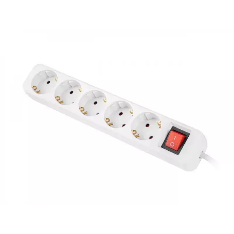 Stroomverlengsnoer Lanberg PS1-05F-0300-W 3 m 5 randaarde stopcontacten binnen wit