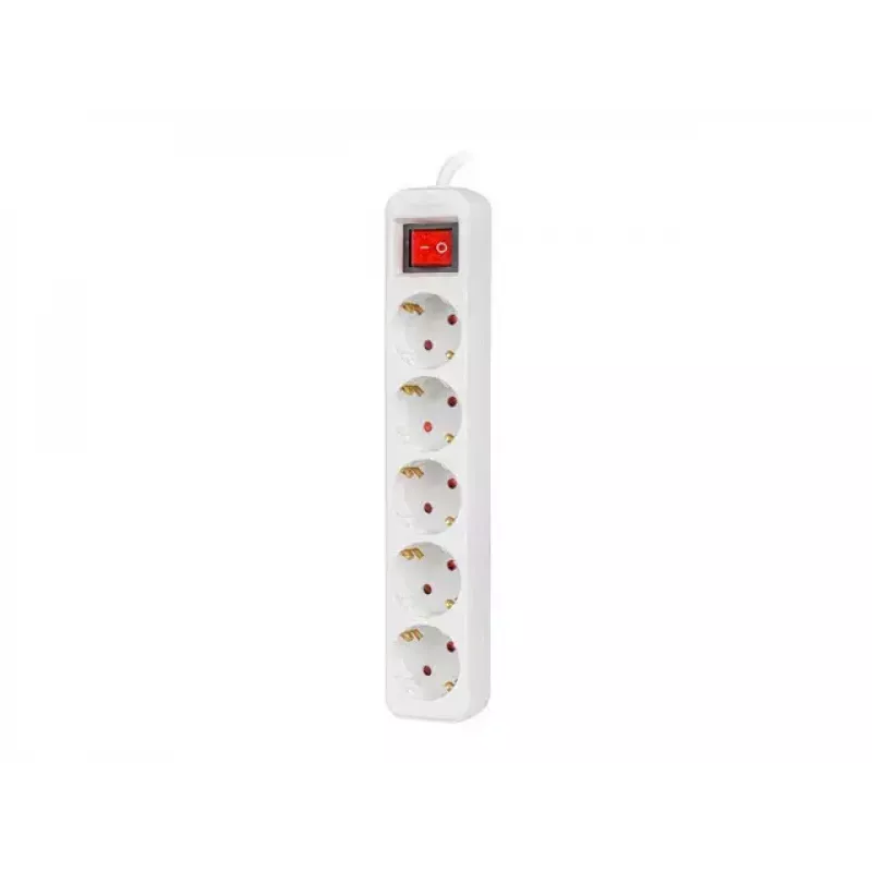 Stroomverlengsnoer Lanberg PS1-05F-0300-W 3 m 5 randaarde stopcontacten binnen wit
