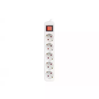 Stroomverlengsnoer Lanberg PS1-05F-0300-W 3 m 5 randaarde stopcontacten binnen wit