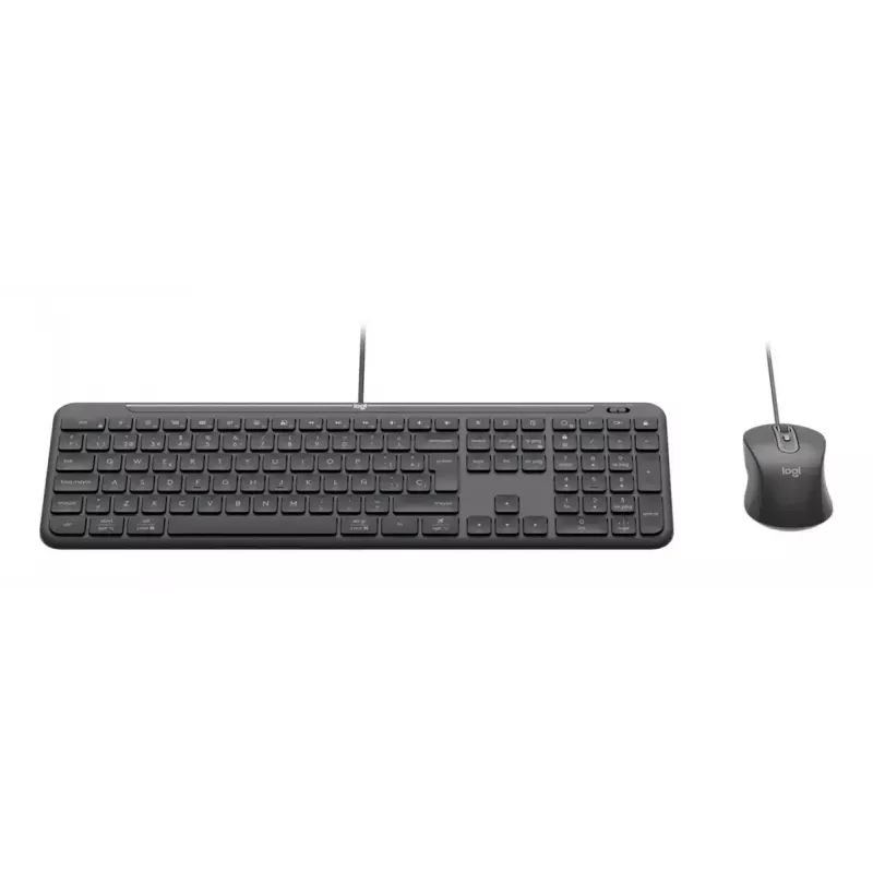 Bedraad full-size toetsenbord met muis Logitech 920-013349 — USB, QWERTY US International, grafiet, 1,8 m kabel