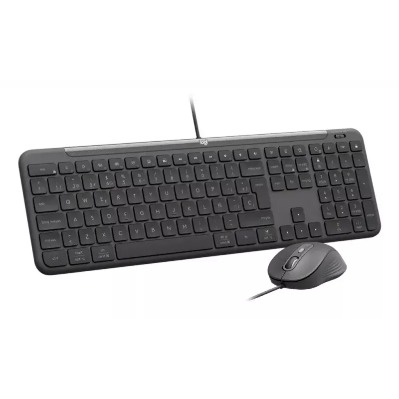 Bedraad full-size toetsenbord met muis Logitech 920-013349 — USB, QWERTY US International, grafiet, 1,8 m kabel
