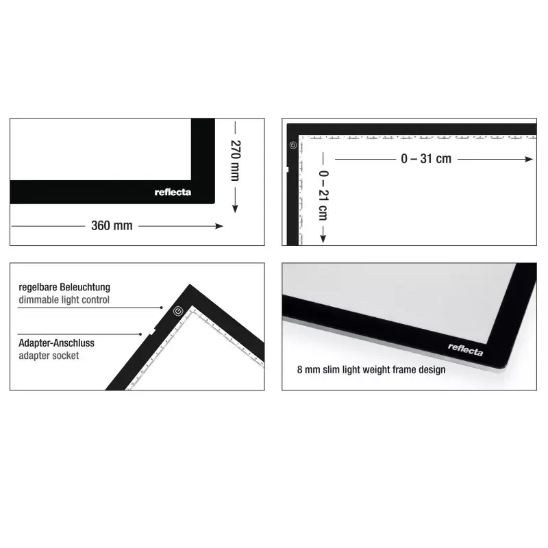 Diaframe Reflecta LED Light Pad A4 extra dun zwart 31x21 cm