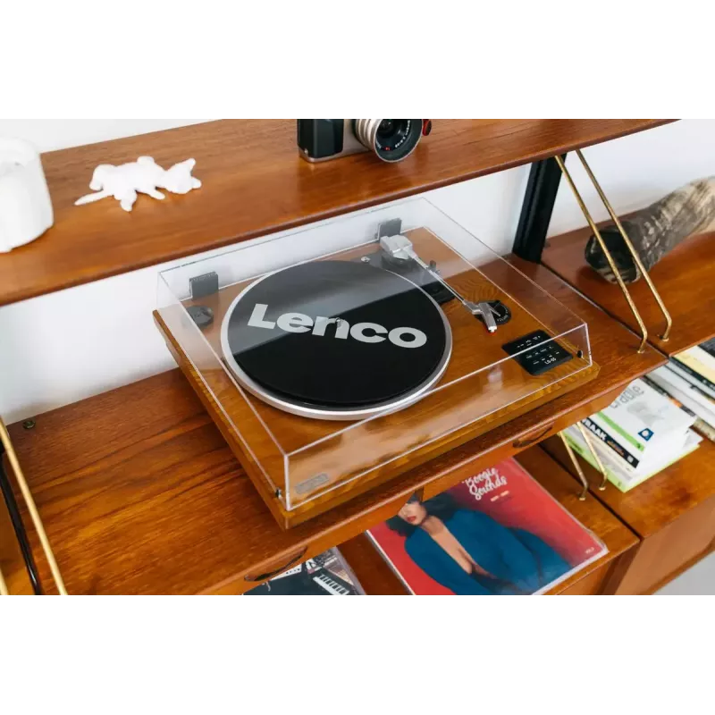 Riemaangedreven audio-platenspeler Lenco LS-55WA hout halfautomatisch USB Bluetooth