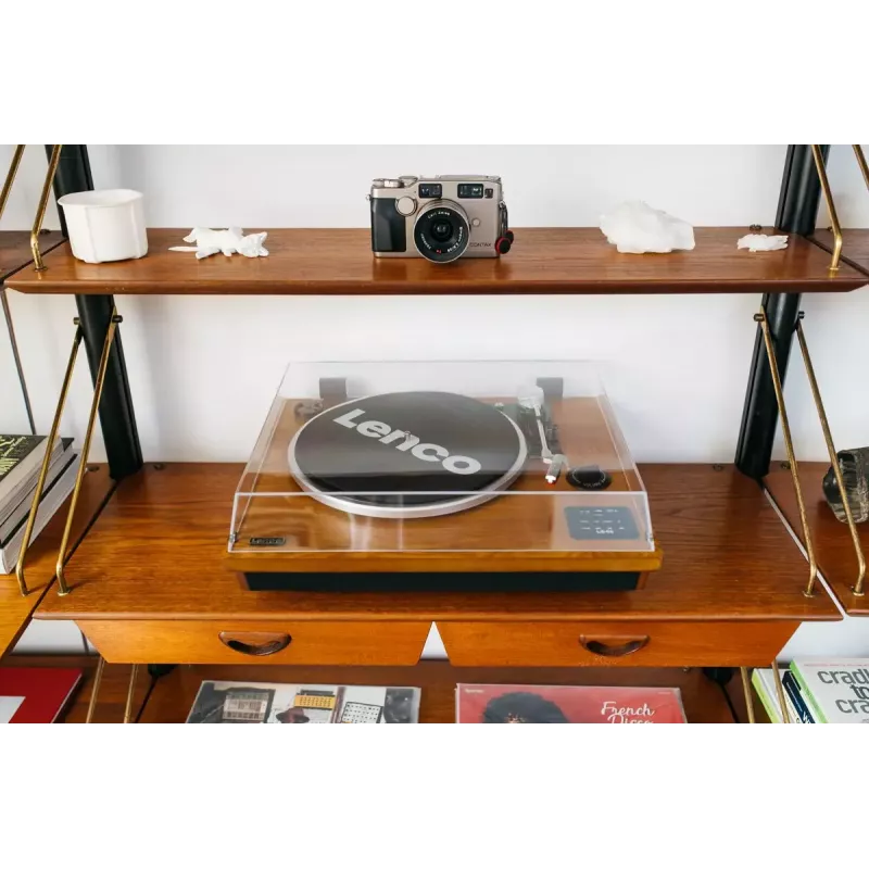 Riemaangedreven audio-platenspeler Lenco LS-55WA hout halfautomatisch USB Bluetooth