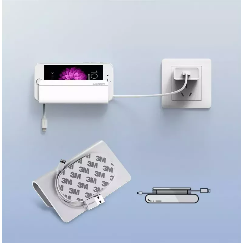 UGREEN 30394 zelfklevende wandhouder voor telefoonlading, wit