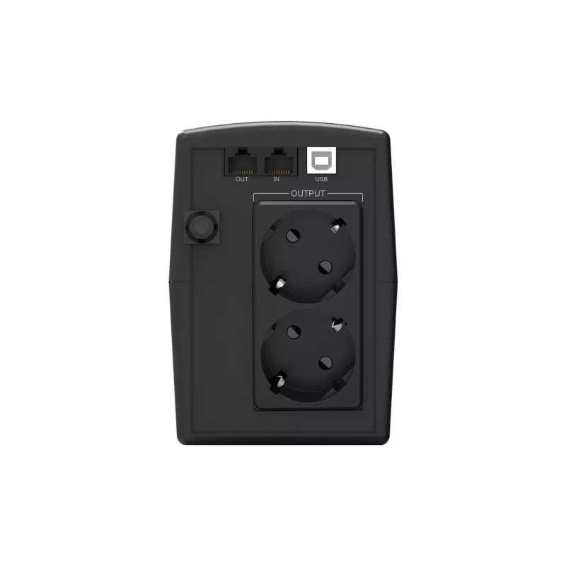 Conceptronic ZEUS02ES line-interactieve UPS, 850 VA (0,85 kVA), 480 W, 2x Schuko, HID USB, RJ45 in/uit, 220-240 V, zwart