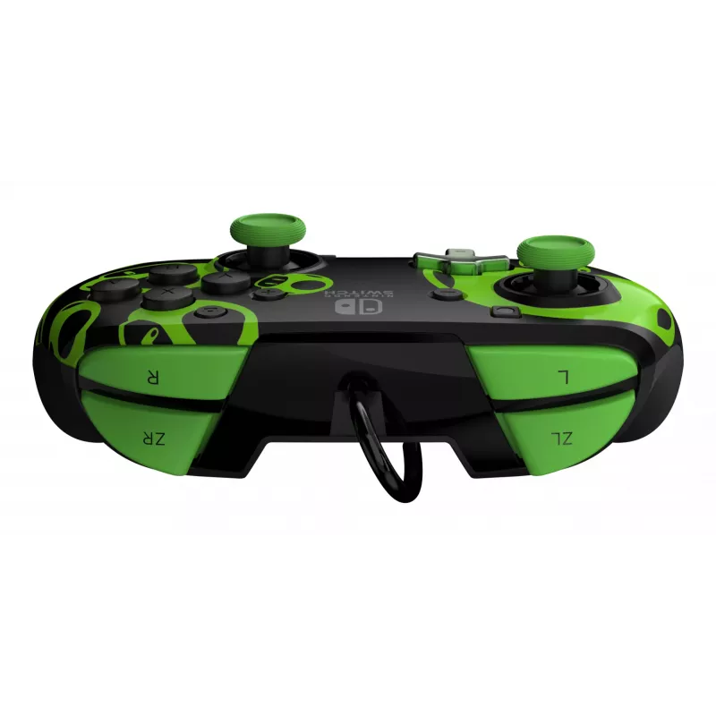 Gamepad PDP REMATCH bedrade controller 1-Up Glow in the Dark voor Nintendo Switch, USB, 3m kabel, D-pad, home-knop, zwart/groen
