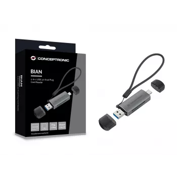 Conceptronic BIAN05G 2-in-1 USB 3.0 dual plug-kaartlezer, SD/MicroSD 3.0, UHS-I