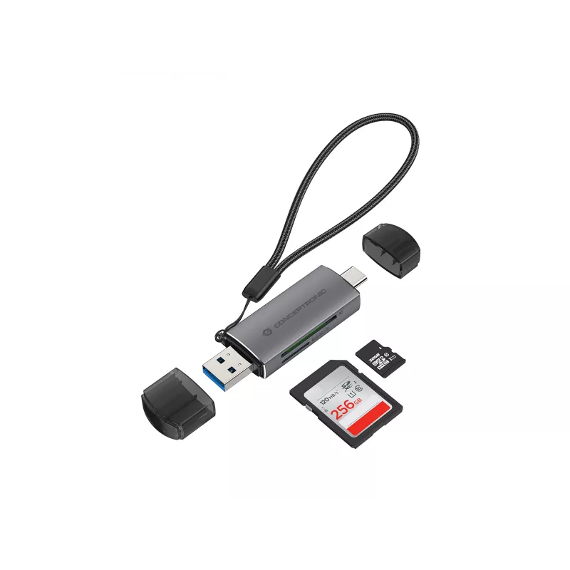 Conceptronic BIAN05G 2-in-1 USB 3.0 dual plug-kaartlezer, SD/MicroSD 3.0, UHS-I