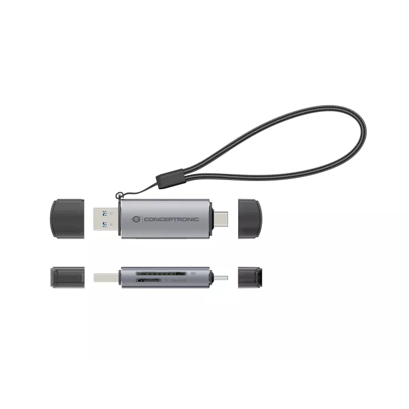 Conceptronic BIAN05G 2-in-1 USB 3.0 dual plug-kaartlezer, SD/MicroSD 3.0, UHS-I