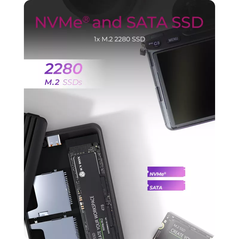 ICY BOX IB-CR602M-C31 SSD-behuizing zwart M.2