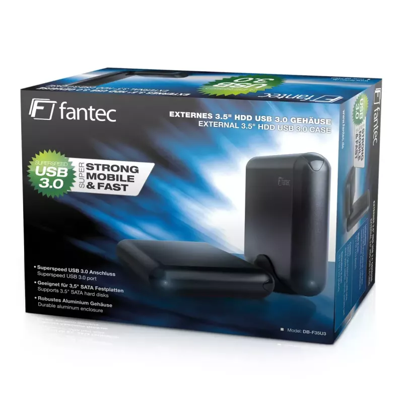 Festplattenbehuizing Fantec DB-F35U3 zwart 3,5 inch