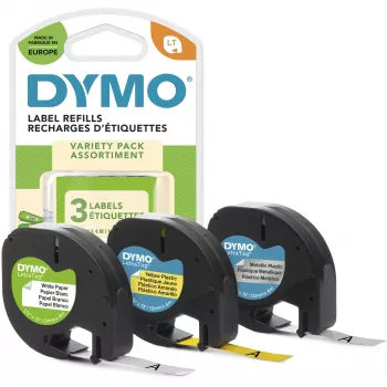 DYMO LetraTag labelband sortiert 3-pack