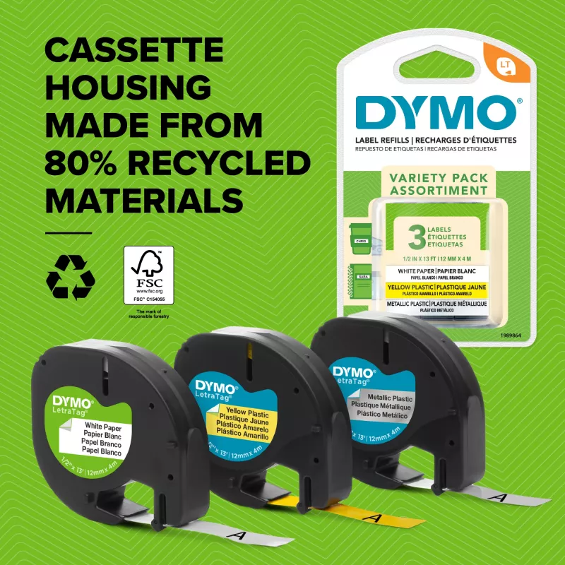DYMO LetraTag labelband sortiert 3-pack