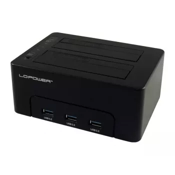 LC Power LC-DOCK-U3-HUB - HDD-dockingstation met netindicatie, 3-poorts USB-hub, aan/uit-schakelaar, kloonfunctie schachten: 2 - 2.5 / 3.5 gedeeld