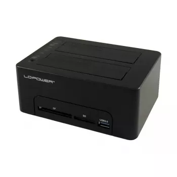 LC Power LC-DOCK-U3-CR - HDD-dockingstation met netindicatie, aan/uit-schakelaar, kloonfunctie schachten: 2 - 2.5 / 3.5 gedeeld (6,4 cm/8,9 cm