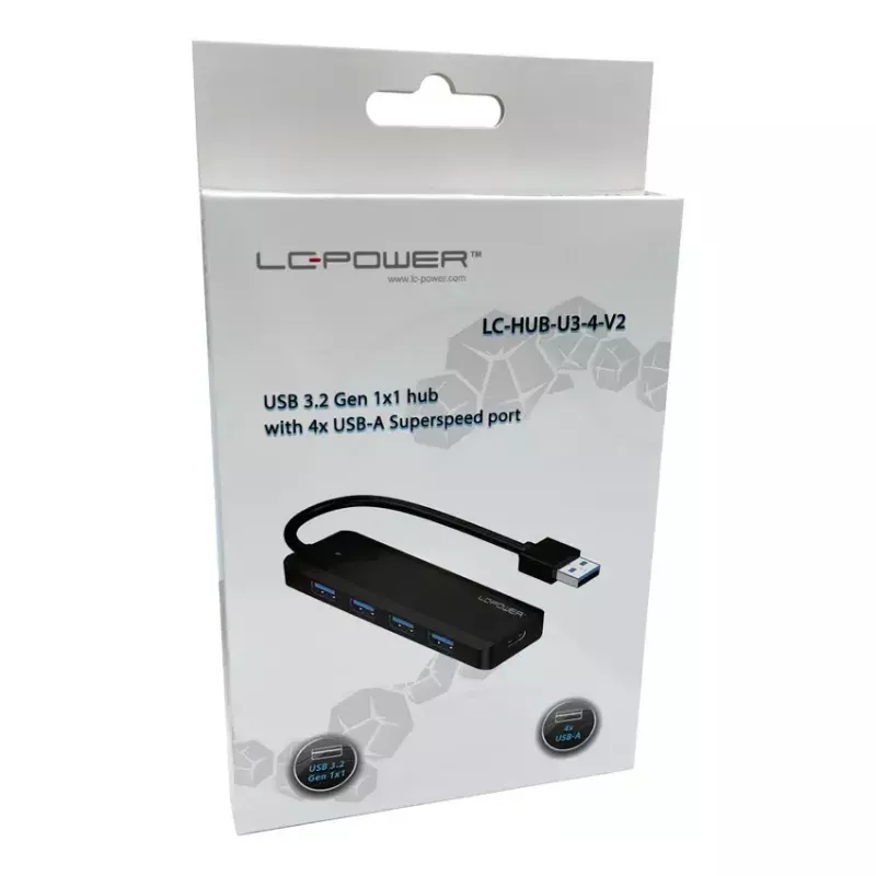 USB-hub LC-Power LC-HUB-U3-4-V2 USB 3.2 Gen 1 Type-A Type-C 5 Mbit/s zwart