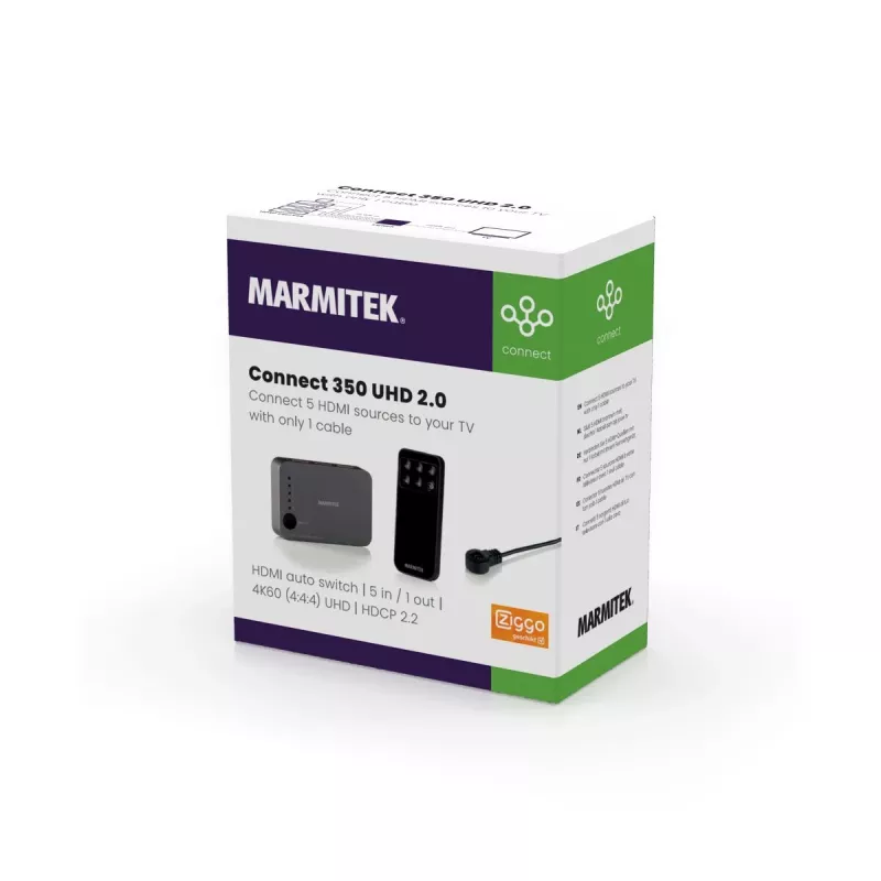 Marmitek Connect 350 UHD 2.0 HDMI-switch, HDMI 2.0b, 4K 2160p, 18 Gbit/s, zwart