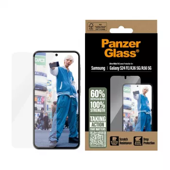 Gehard PanzerGlass-schermbeschermingsglas voor Samsung Galaxy S24 FE / A36 / A56 — volledige bescherming, kras- en stootvast