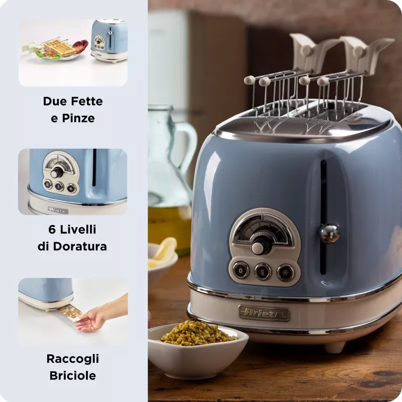 Ariete Vintage 155/05 2-sneden broodrooster, 810 W, blauw