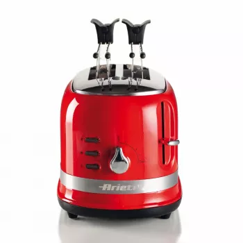 Ariete 149 toaster met tang voor 2 boterhammen - automatische uitworp - ontdooien - 6 bruiningsstanden - 800 watt - Modern Line - rood