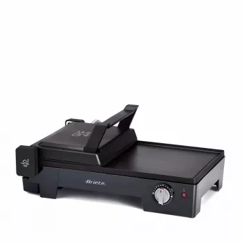 Ariete 1916 Multi Grill 3 in 1 - elektrische grill, barbecue, gladde en geribbelde plaat - 180° opening - verstelbare thermostaat - 2400 watt - zwart