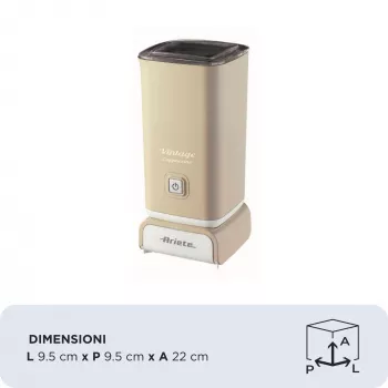 Ariete 2878 Vintage melkopschuimer voor cappuccino, thee, warme en koude chocolade, instantdranken, 500 watt, pastelbeige kleur