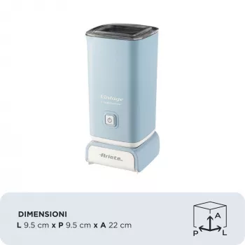 Ariete 2878 Vintage melkopschuimer voor cappuccino, thee, warme en koude chocolade, instantdranken, 500 watt, pastel lichtblauw